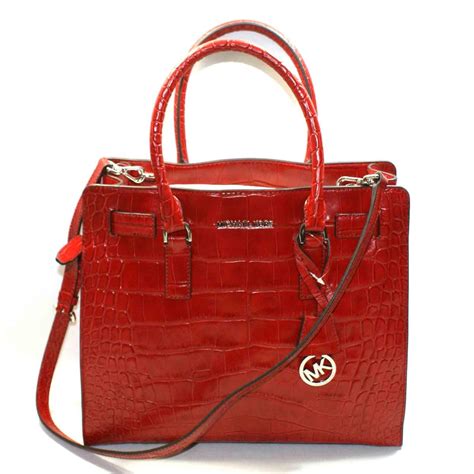 michael kors chain tote red bag|Michael Kors embossed tote.